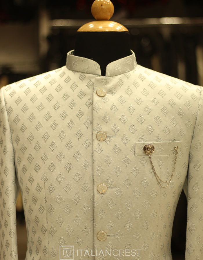 Light Blue Jacquard Jodhpuri Suit