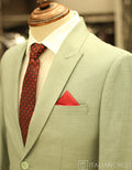 Light Green Wool Feel Peak Lapel Suit