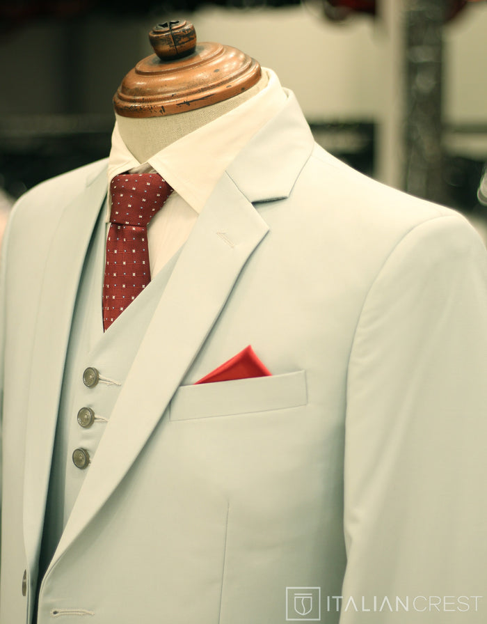 Light Grey 3-Piece Notch Lapel Suit