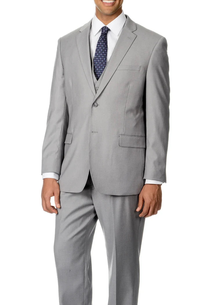 Light Grey 3 Piece Slim Fit Suit with Vest