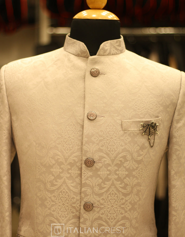 Light Purple Jacquard Jodhpuri Suit