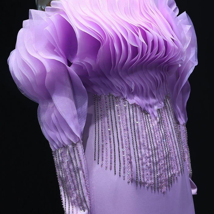 Lilac Off Shoulder Mermaid Evening Dress XD-006