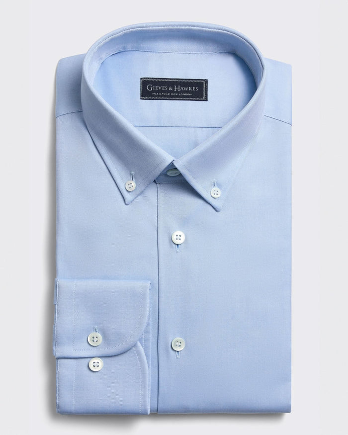 Lilburn Oxford Cotton Button-Down Single Cuff Shirt Blue