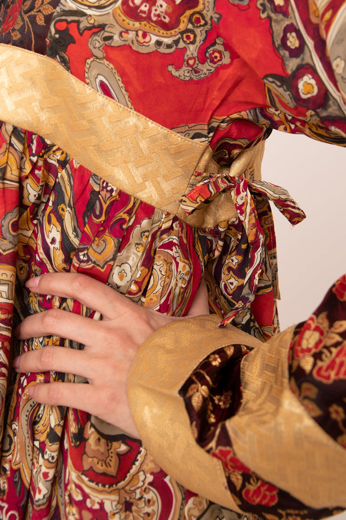 Linda Silk Red & Gold Dress