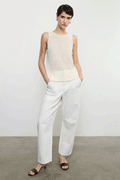 Linen Open Knit Tank - White
