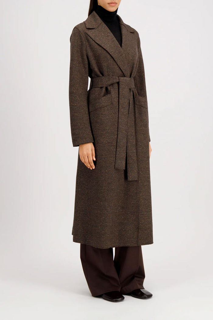 Long Maxi Coat Donegal - Dark Brown