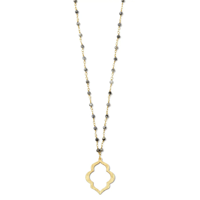 Long Stone Medallion Necklace