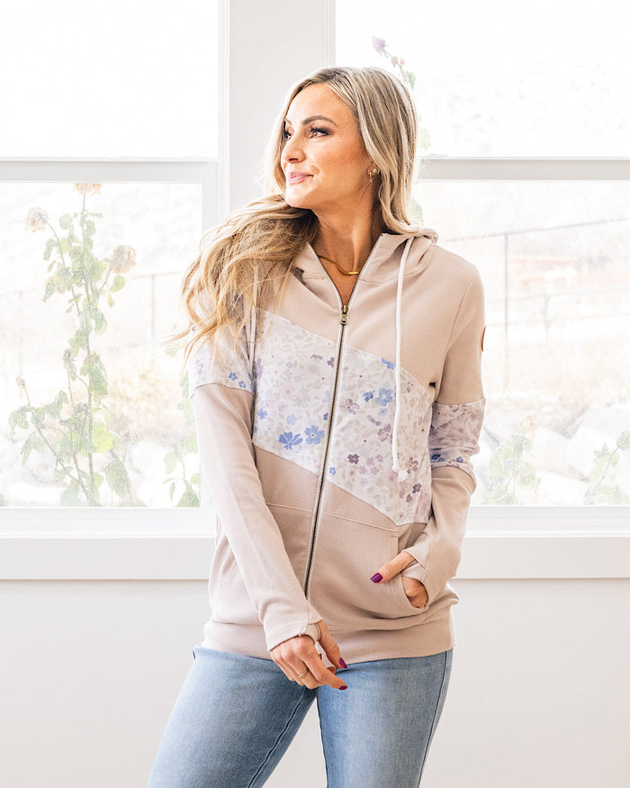 Lori Color Block Full Zip Hoodie - Spring Meadows Neutral Mix FINAL SALE Michelle Mae