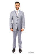Lt. Blue Pinstripe tone on tone 3-PC Slim Fit Suits For Men - Giorgio's Menswear