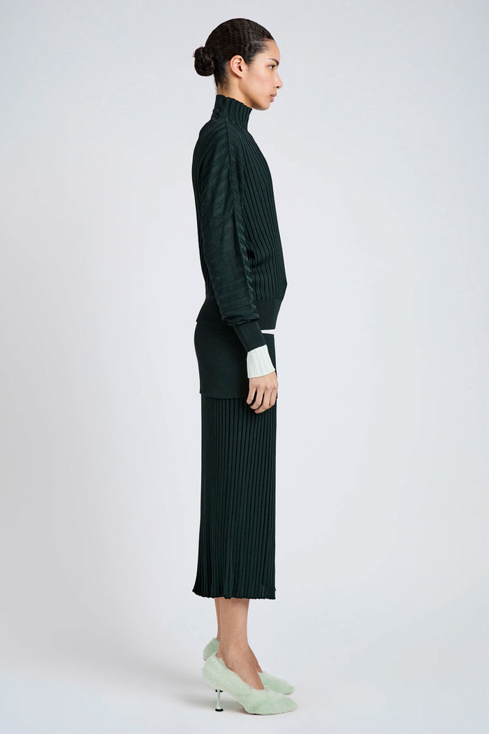 Luiza Sweater in Sunburst Rib - Bottle Green
