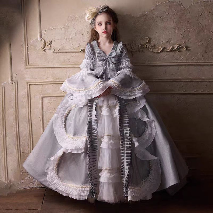 Luxury Gray Lolita Girl Dress for Party Birthday Pageant J187