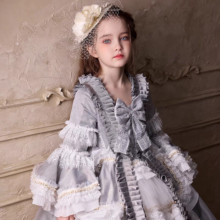 Luxury Gray Lolita Girl Dress for Party Birthday Pageant J187