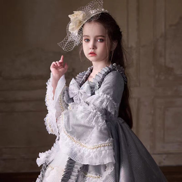 Luxury Gray Lolita Girl Dress for Party Birthday Pageant J187