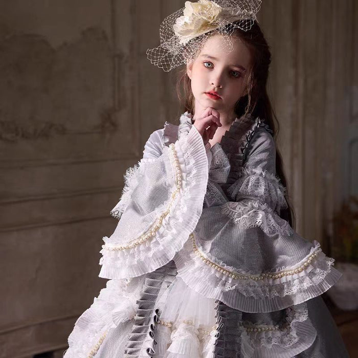Luxury Gray Lolita Girl Dress for Party Birthday Pageant J187
