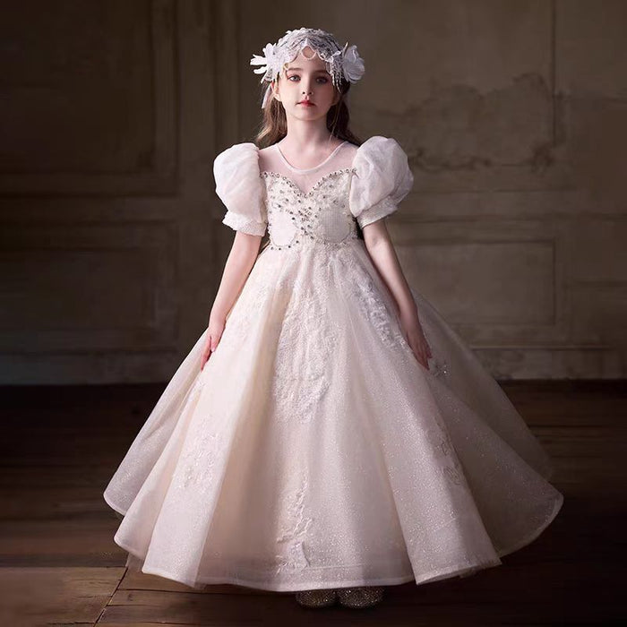 Luxury Off White Flower Girl Dress Party Birthday Prom Gown J294
