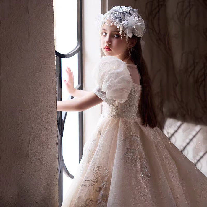 Luxury Off White Flower Girl Dress Party Birthday Prom Gown J294