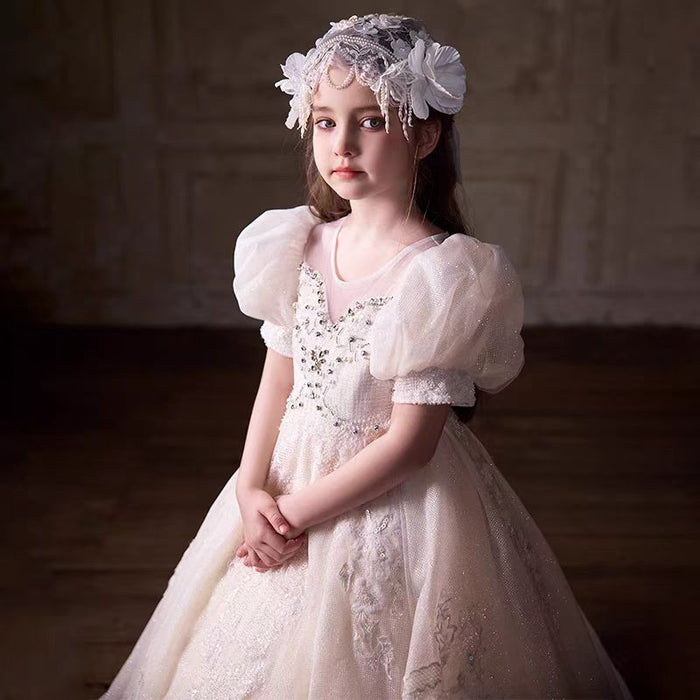 Luxury Off White Flower Girl Dress Party Birthday Prom Gown J294