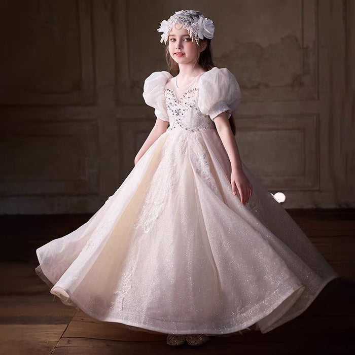 Luxury Off White Flower Girl Dress Party Birthday Prom Gown J294