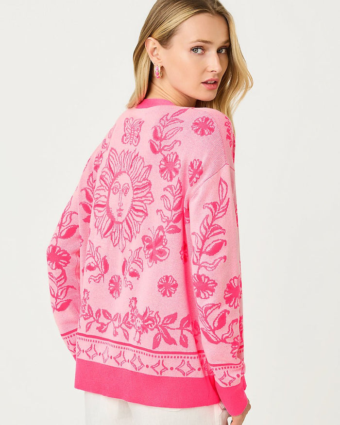 Lilly Pulitzer - Maralisa Cardigan - Conch Shell Pink Follow The Sun Jacquard
