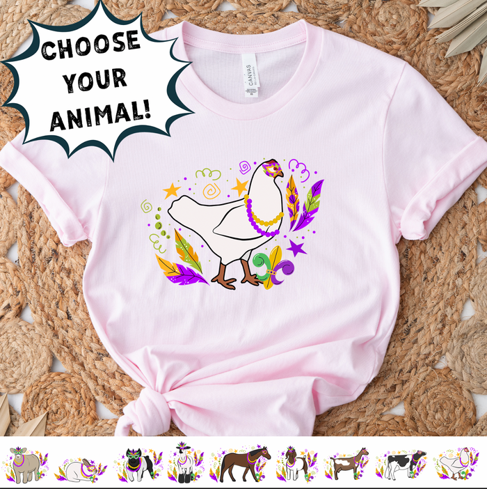 MARDI GRAS ANIMALS - CHOOSE YOUR ANIMAL - Bella Canvas T-Shirt