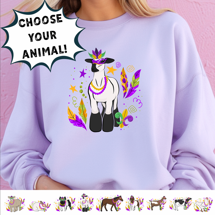 MARDI GRAS ANIMALS - CHOOSE YOUR ANIMAL – Crewneck