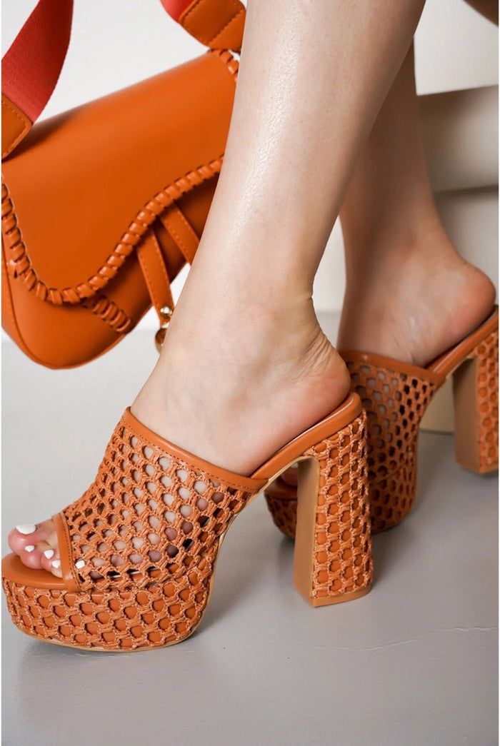 Margette.....Knit High Block Heels Cape Robbin Shoes