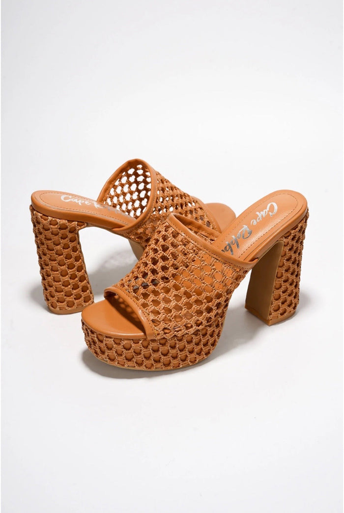 Margette.....Knit High Block Heels Cape Robbin Shoes