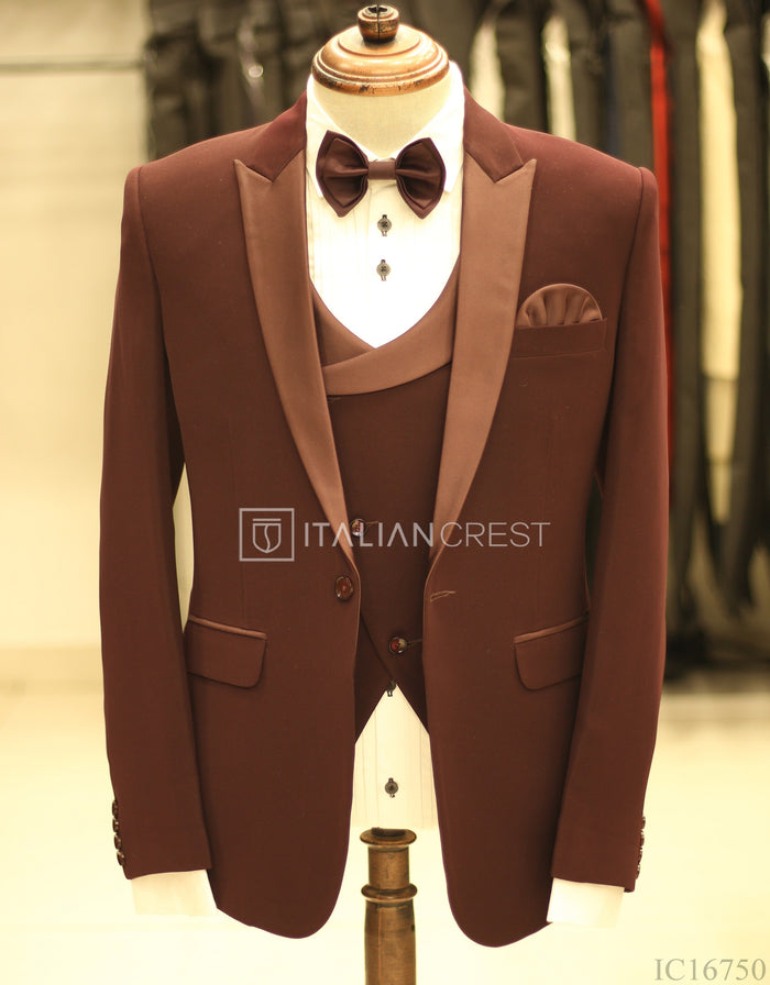 Maroon 3-Piece Tuxedo Suit