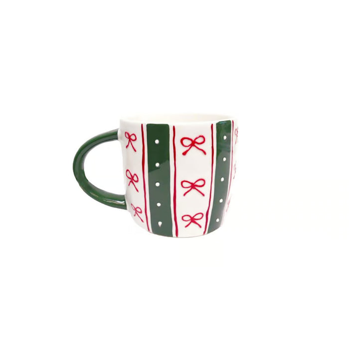 Mary Square Sculpted Mug In Peppermint Stripe