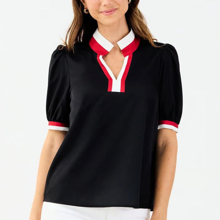 Mary Square Tricia Top In Black & Red