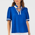 Mary Square Tricia Top In Blue & White
