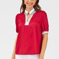 Mary Square Tricia Top In Crimson & White