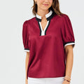 Mary Square Tricia Top In Maroon & White