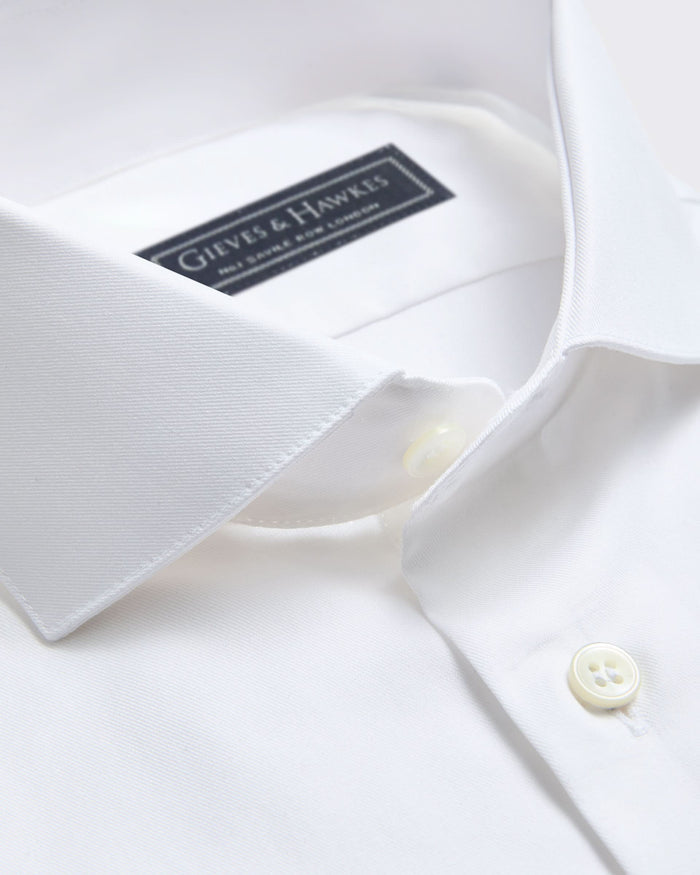 Mawbey Cotton Twill Double Cuff Shirt White