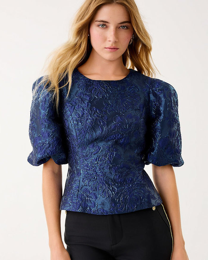 Lilly Pulitzer - Medora Jacquard Top - Low Tide Navy Nightshade Brocade