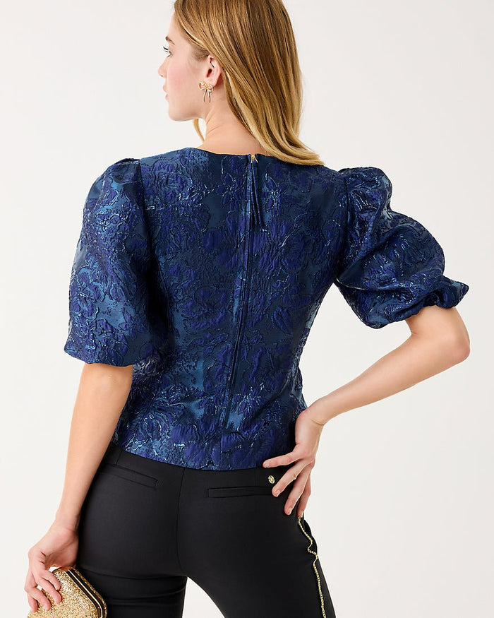 Lilly Pulitzer - Medora Jacquard Top - Low Tide Navy Nightshade Brocade