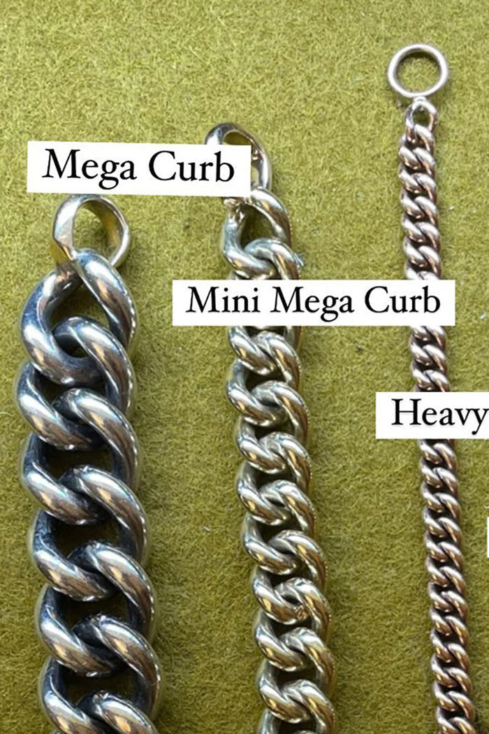 Mega Curb Chain Bracelet - Sterling Silver Chain w/ 14k Yellow Gold Loops