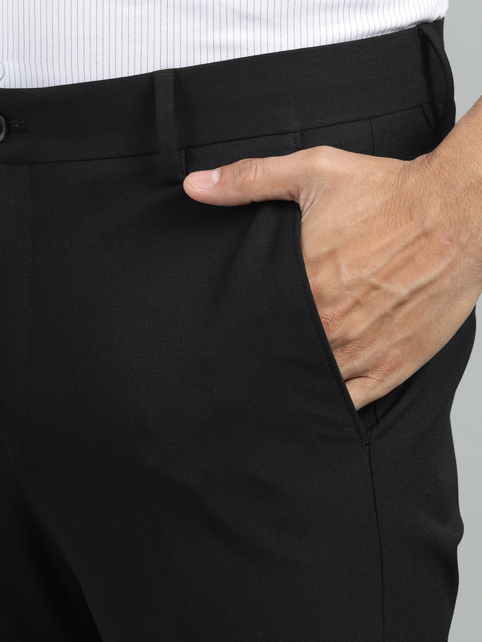 Men Black 4-Way Stretchable Formal Pant