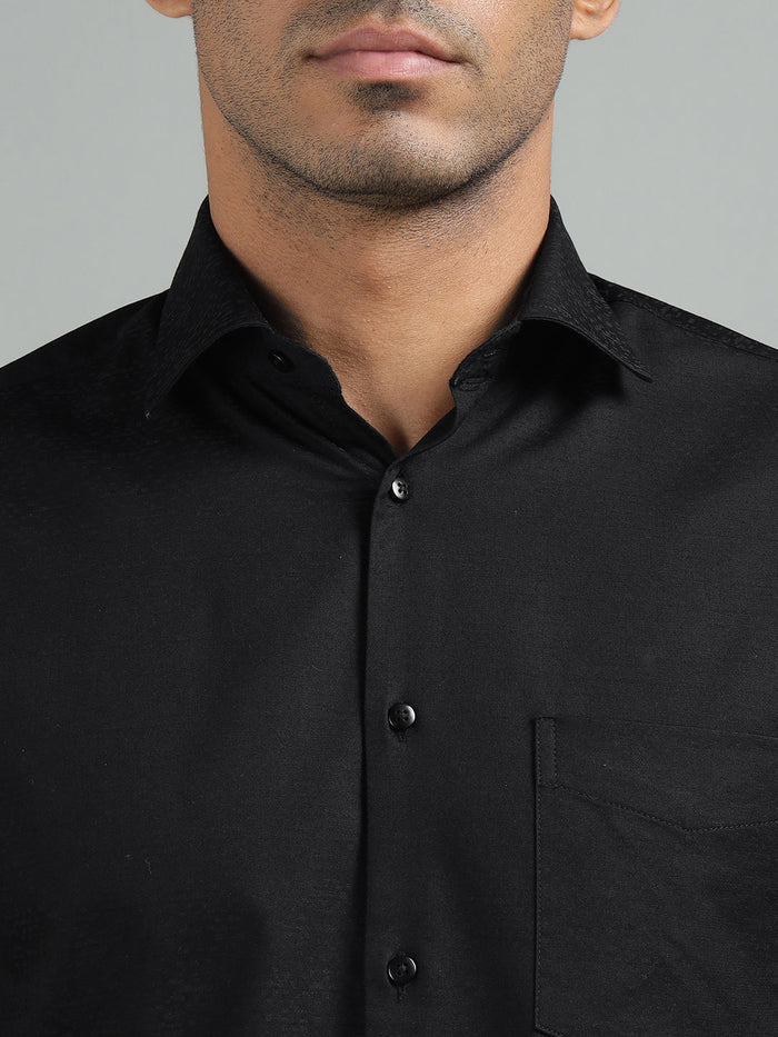 men-black-standard-fit-textured-club-wear-shirt-cls-0147-black