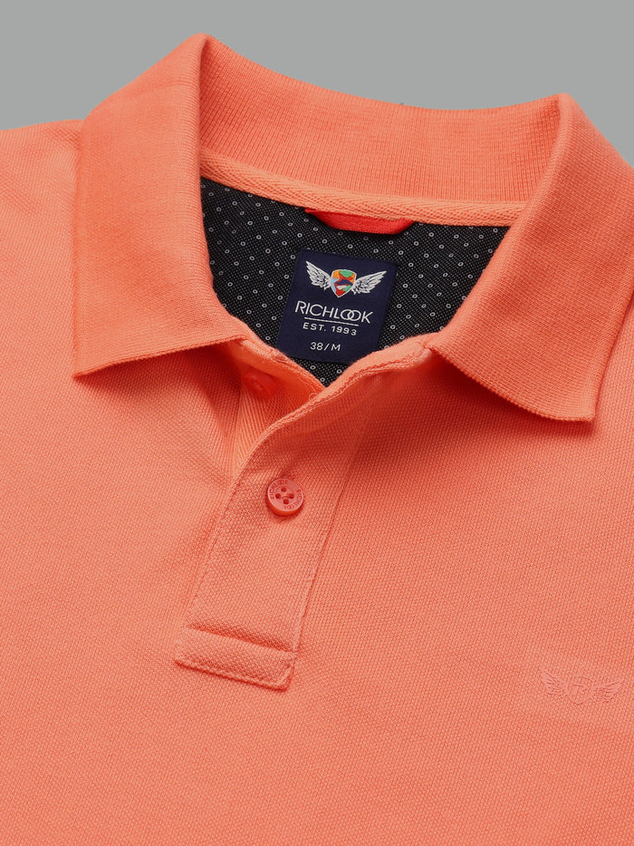 Men Coral Regular Fit Solid Polo T-shirt