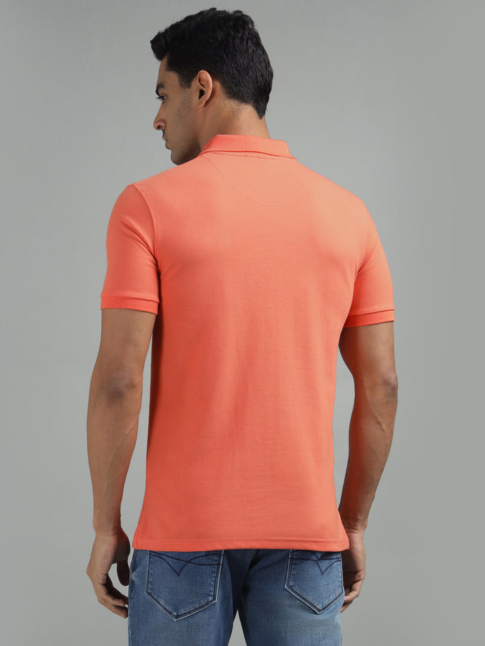 Men Coral Regular Fit Solid Polo T-shirt