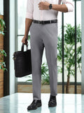 Men Grey Straight Fit 4-Way Stretchable Trouser
