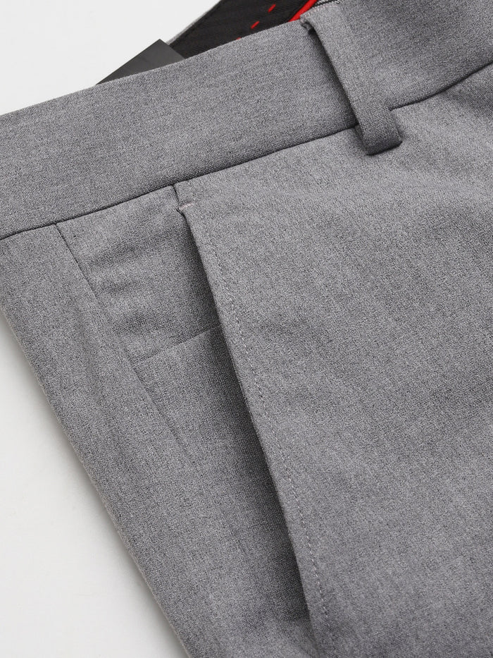 Men Grey Straight Fit 4-Way Stretchable Trouser