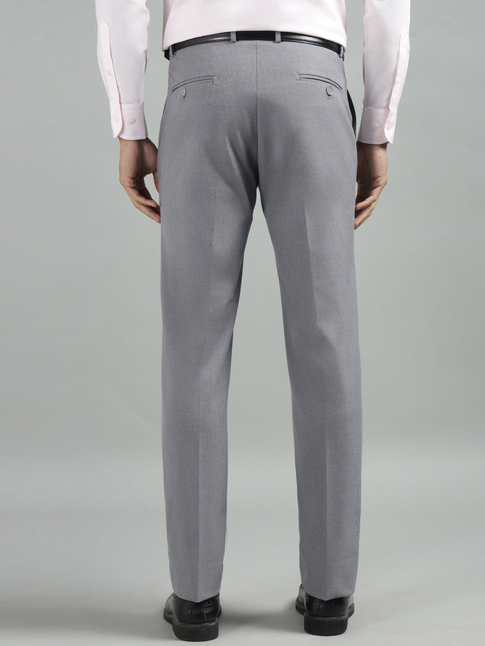Men Grey Straight Fit 4-Way Stretchable Trouser