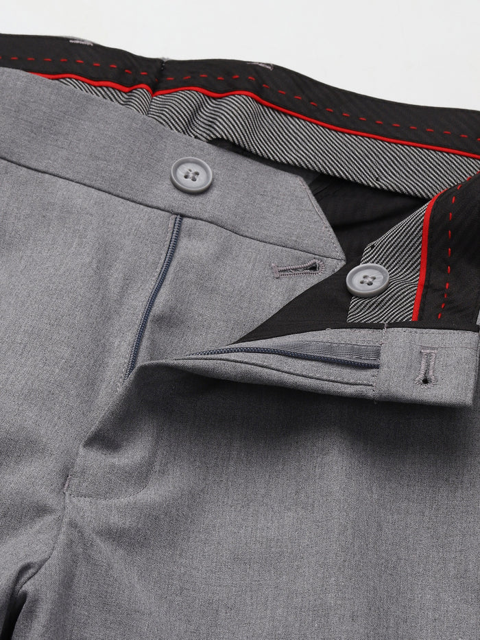 Men Grey Straight Fit 4-Way Stretchable Trouser