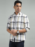 Men Light Grey Standard Fit Checkered Casual Shirt