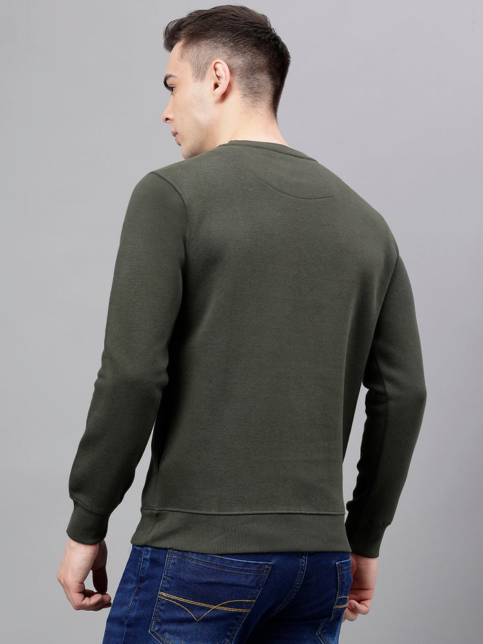 Men Olive Regular Fit Sweatshirt
