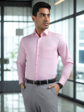 Men Textured Pink Slim Fit Formal Shirt