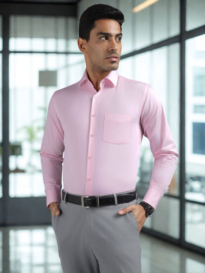 Men Textured Pink Slim Fit Formal Shirt