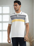 Men White Regular Fit Striped Polo T-Shirt